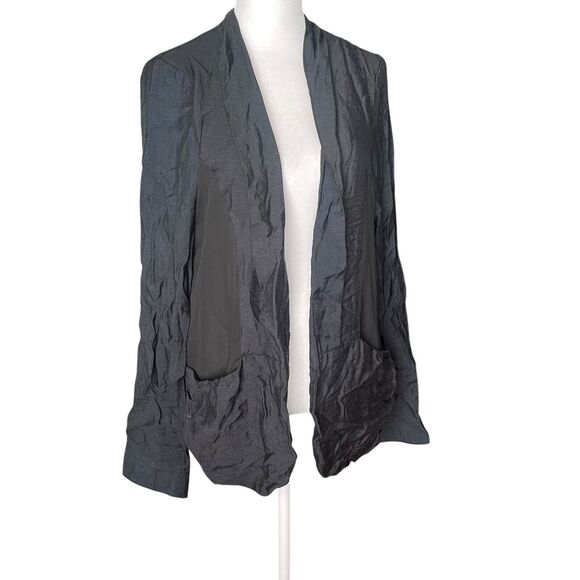 Silence + Noise Medium Thin Blazer Open Front Dark Blue Black Lightweight - Picture 5 of 12